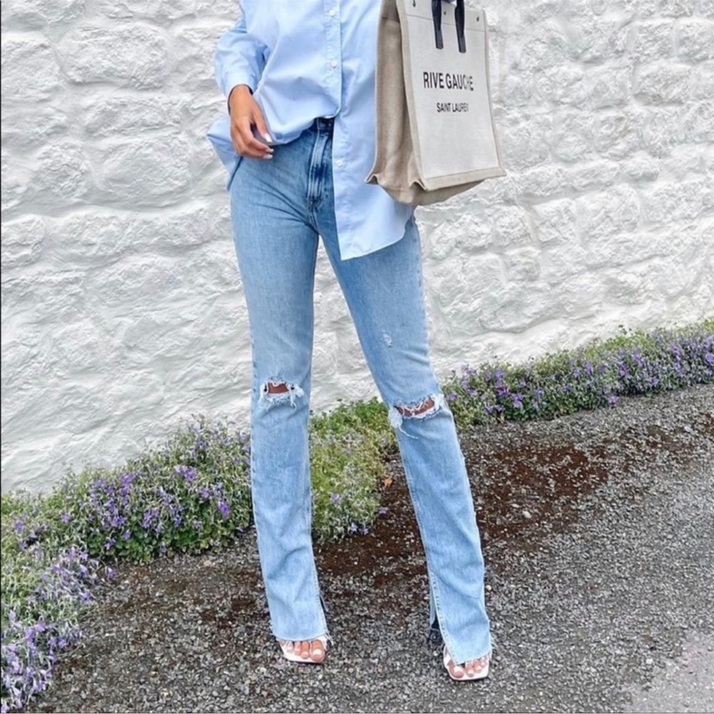 Zara || High Rise Stretch Ripped Jeans || 2 ||